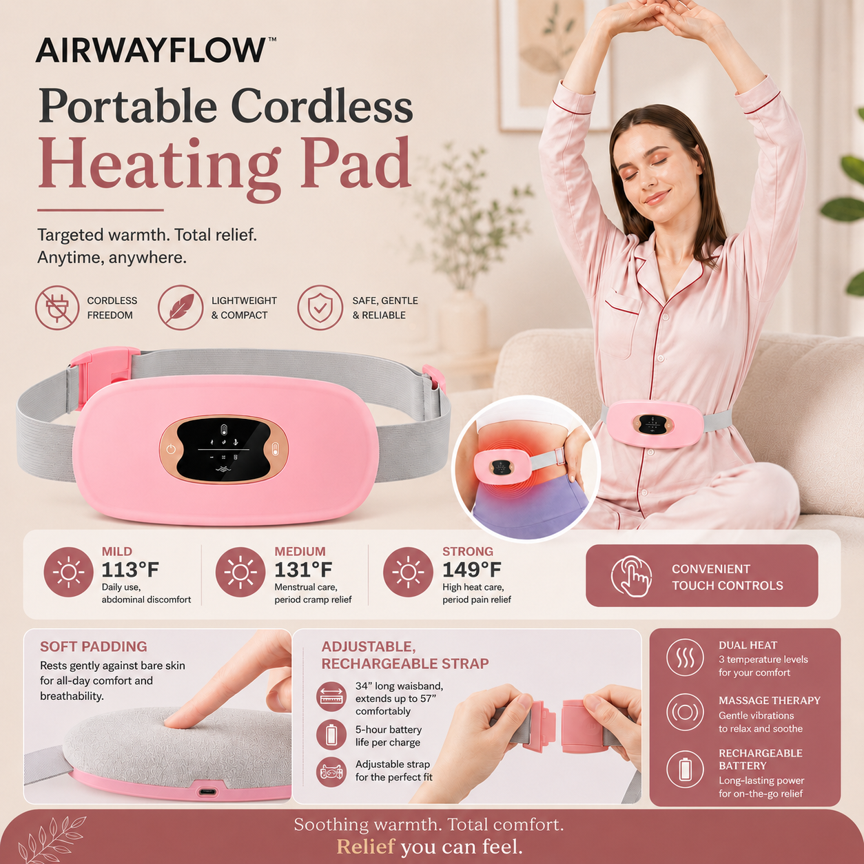 AirwayFlow Portable Cordless Heating Pad