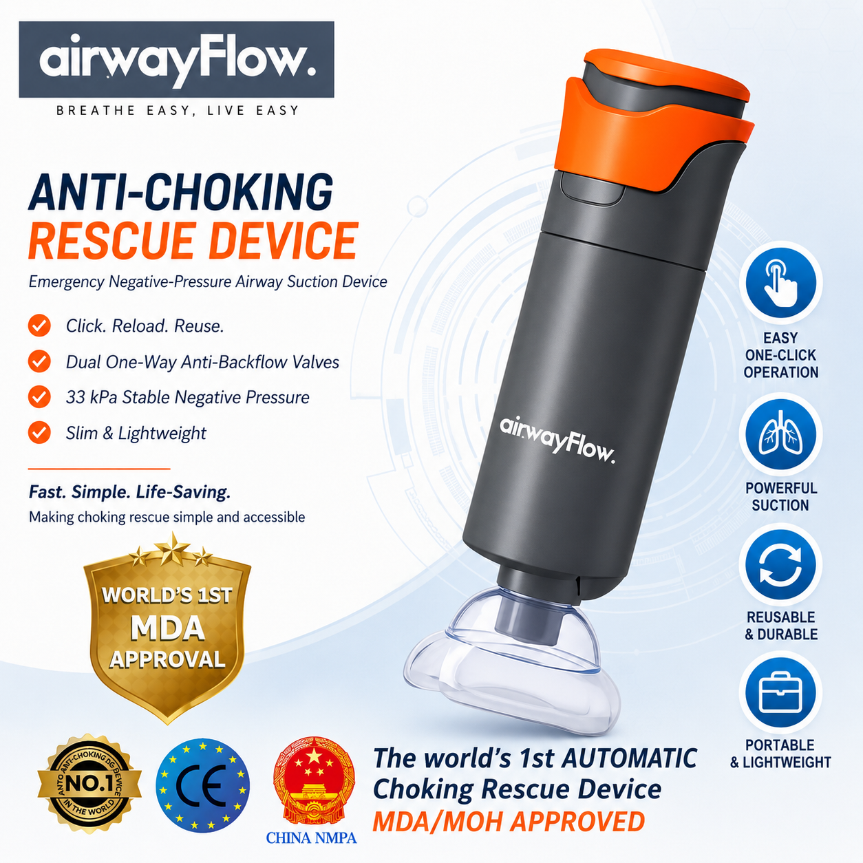 Airway Flow™ Choking Rescue Device